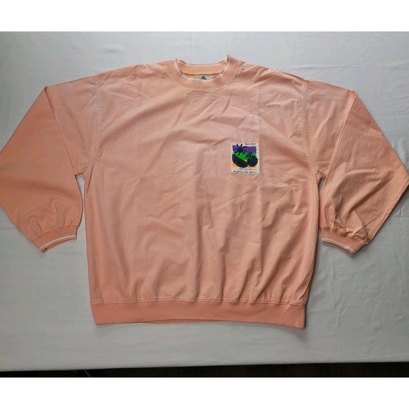 Vintage 80s 90s Puerto Las Hadas Caribe Bye-Bye Beach Pullover Long Sleeve Peach - Picture 1 of 10